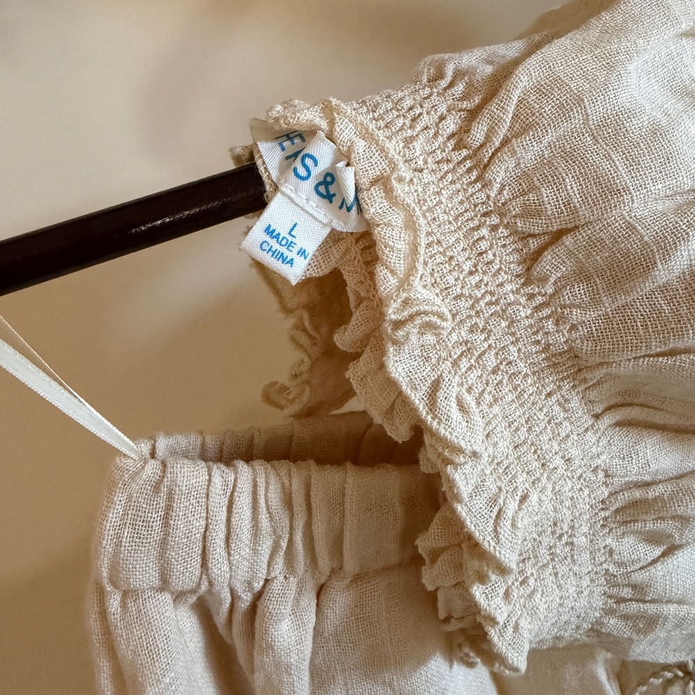 Neutral Cream Linen-Blend Two Piece Set - Picture 5 of 6